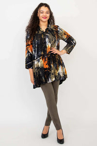 Full body front view of model in Cissy Long Sleeve Top and olive pants