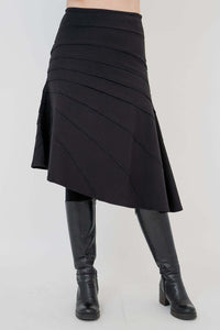 Full front view of Beverly skirt showcasing asymmetrical design and comfortable fit