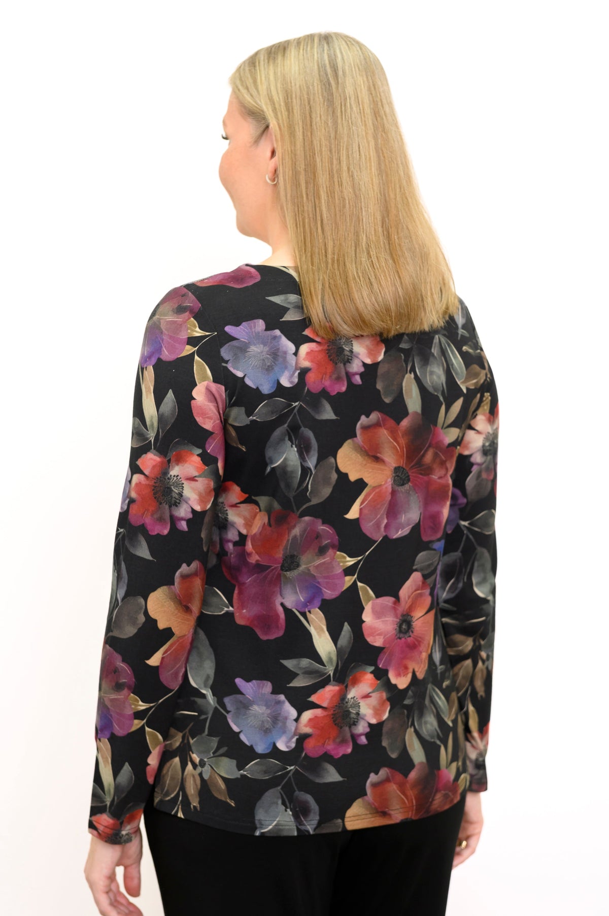 Gemi Long Sleeve Top, Pink Petals, Bamboo
