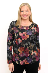 Gemi Long Sleeve Top, Pink Petals, Bamboo