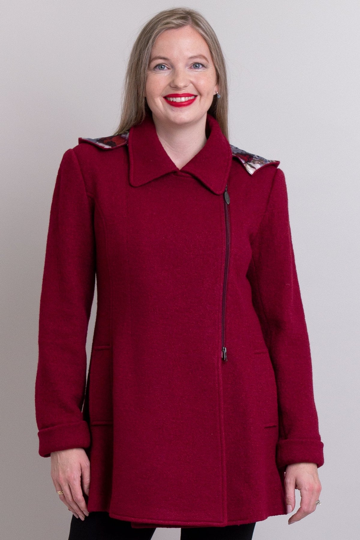Gemma Coat, Burgundy, Wool