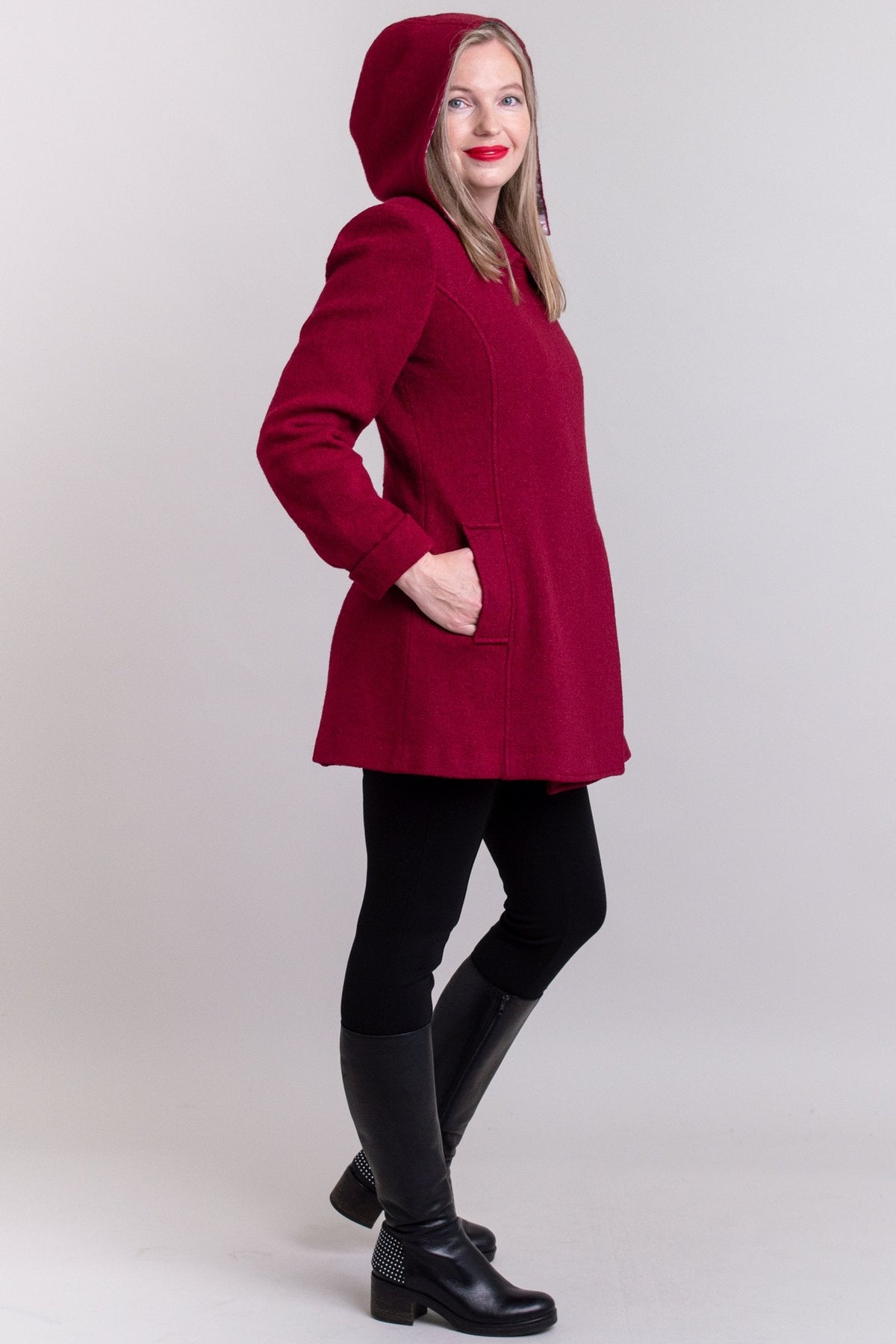 Gemma Coat, Burgundy, Wool