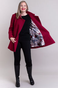 Gemma Coat, Burgundy, Wool