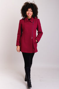 Gemma Coat, Burgundy, Wool