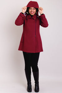 Gemma Coat, Burgundy, Wool