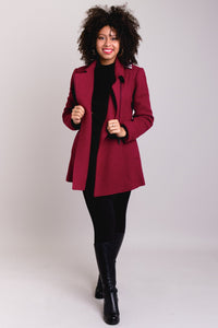 Gemma Coat, Burgundy, Wool