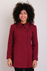Gemma Coat, Burgundy, Wool
