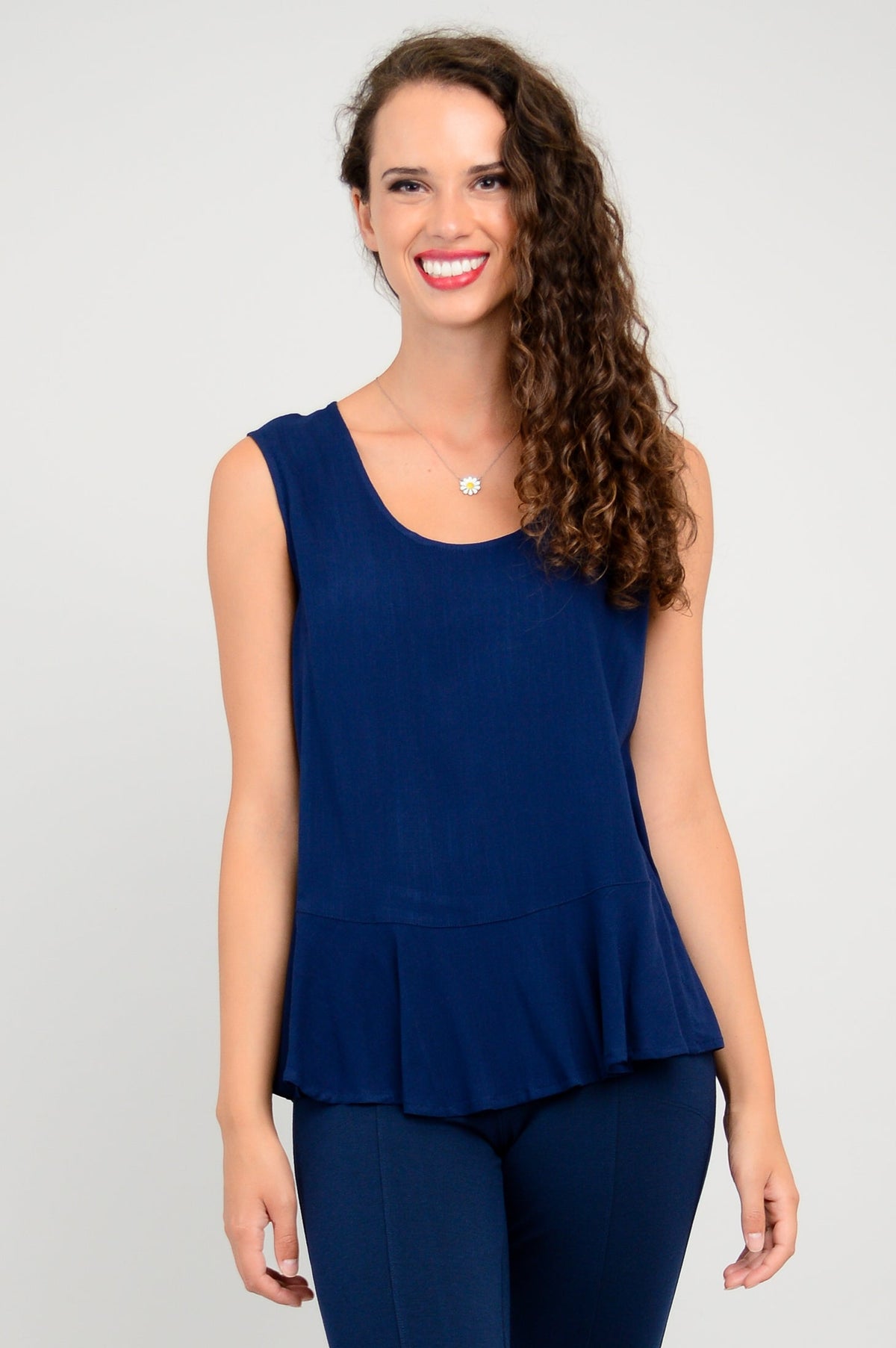 Ginny Tank, Indigo Solid, Linen Bamboo