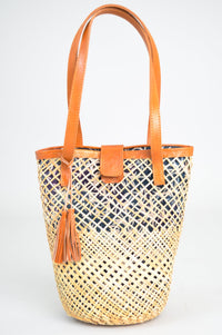 Hand Woven Picnic Blue Rattan Basket