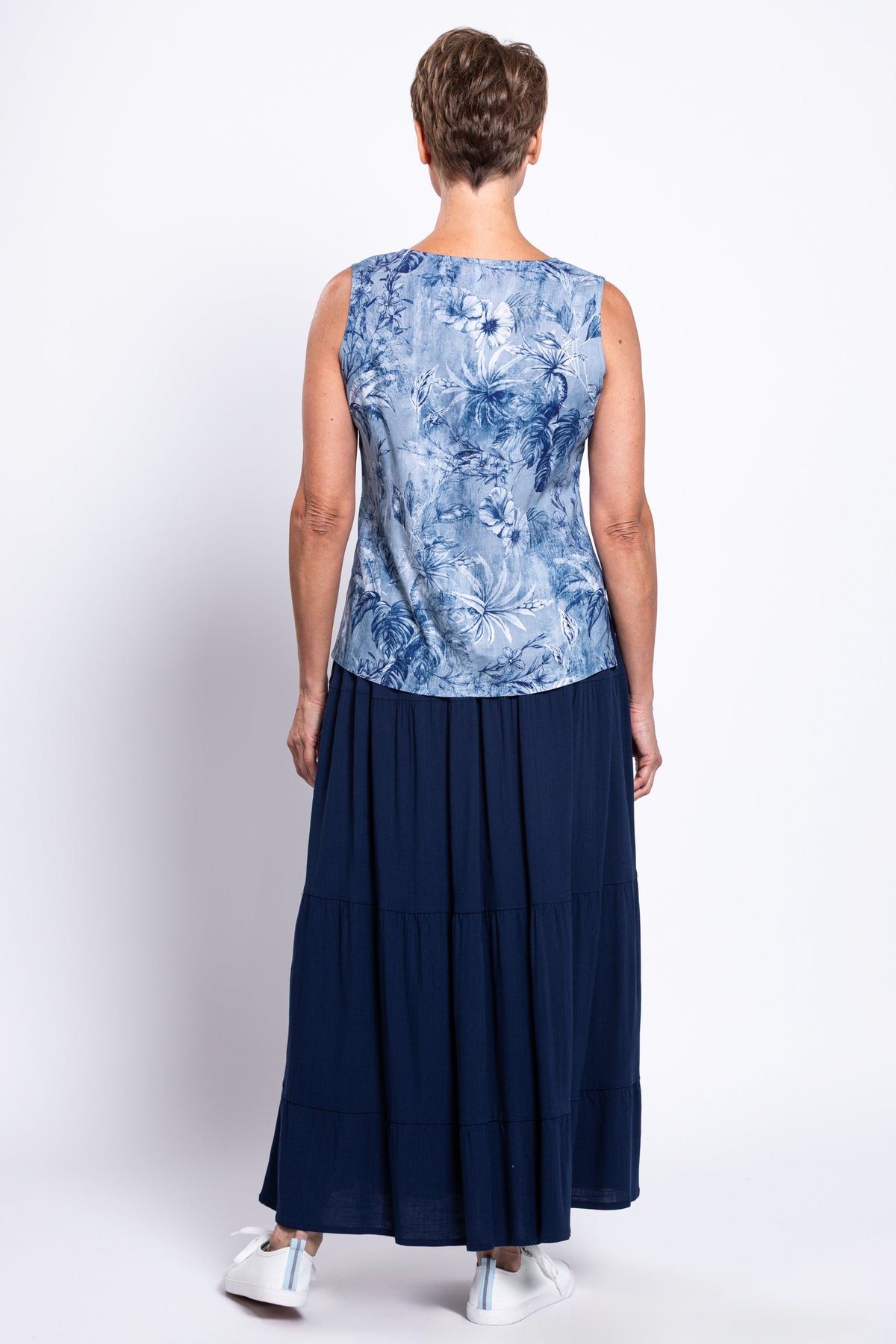 Hannah Tank, Indigo Escape, Linen Bamboo