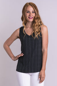 Hannah Tank, Vintage Stripe, Linen Bamboo - Blue Sky Clothing Co