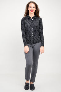 Harley Long Sleeve Top, Charcoal Paisley, Bamboo - Final Sale