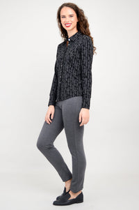 Harley Long Sleeve Top, Charcoal Paisley, Bamboo - Final Sale