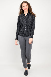 Harley Long Sleeve Top, Charcoal Paisley, Bamboo - Final Sale