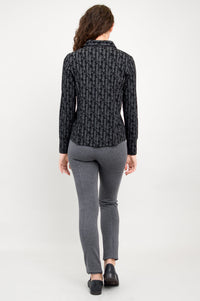 Harley Long Sleeve Top, Charcoal Paisley, Bamboo - Final Sale