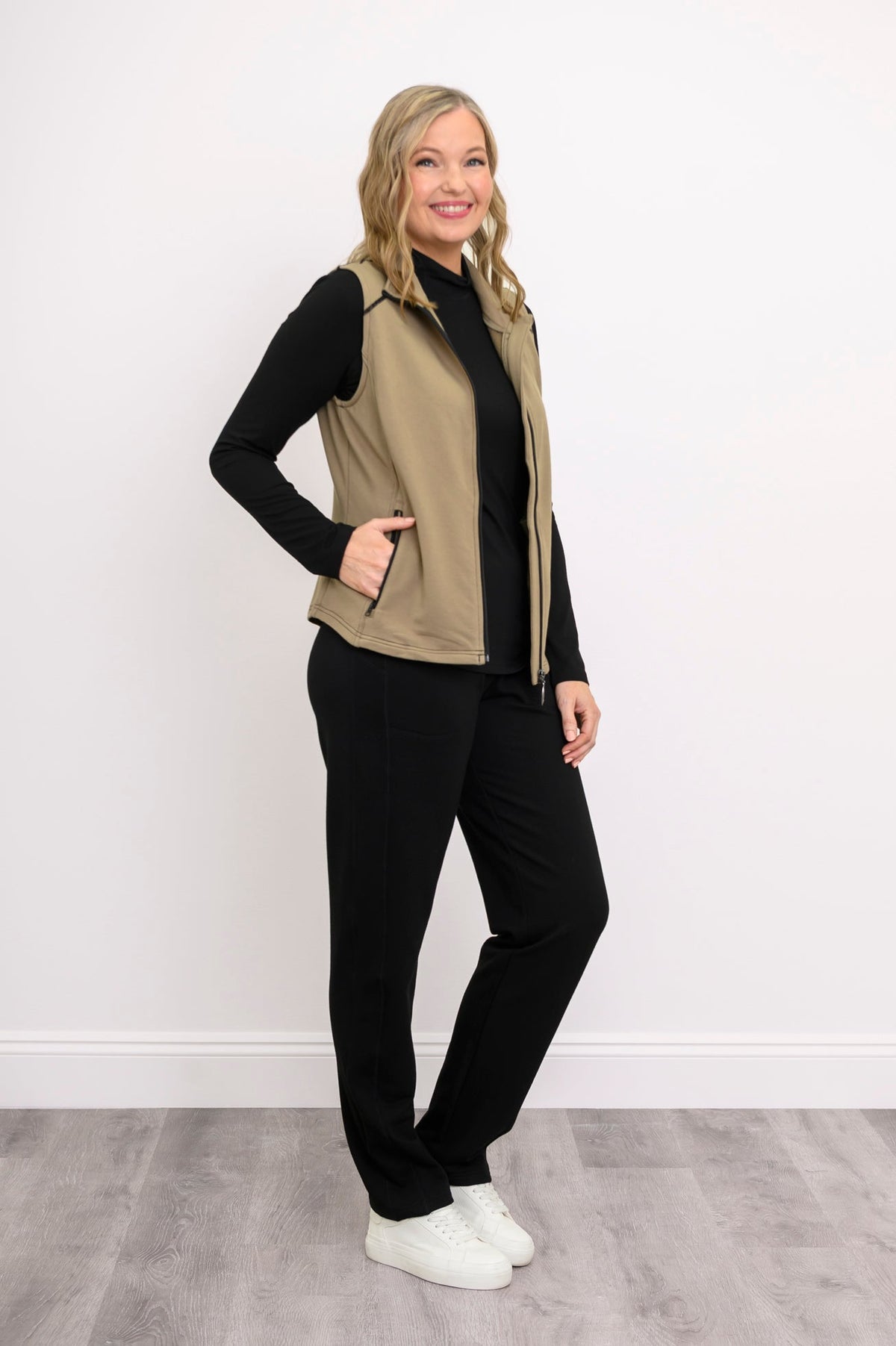 Hartford Vest, Yarn Dye Khaki, Bamboo Fleece