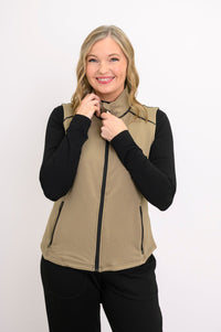 Hartford Vest, Yarn Dye Khaki, Bamboo Fleece