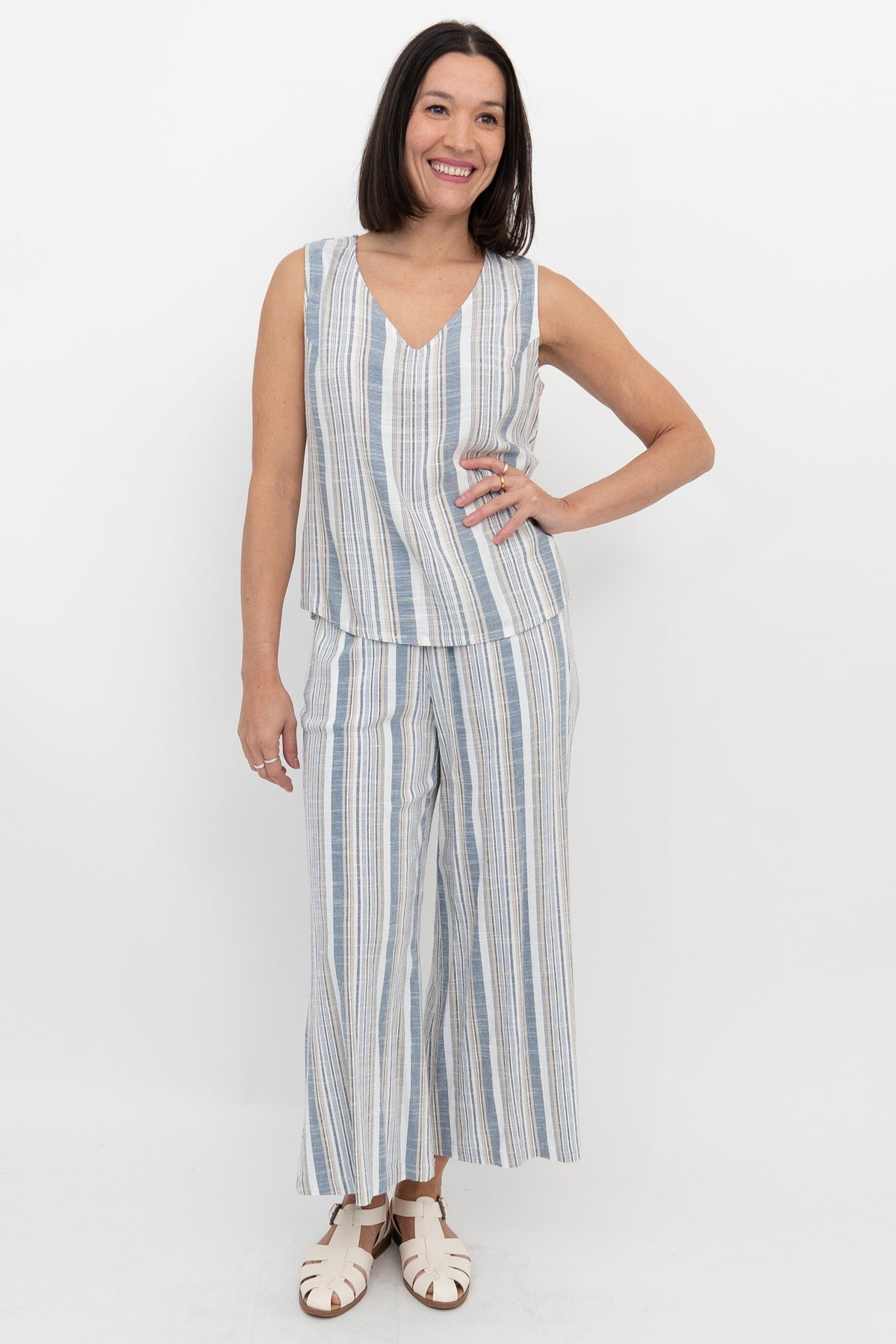 Havana Tank, Sand Stripe, Linen Bamboo