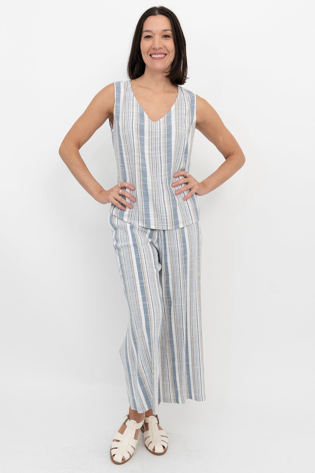 Havana Tank, Sand Stripe, Linen Bamboo