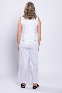 Havana Tank, White Stripe, Linen Bamboo