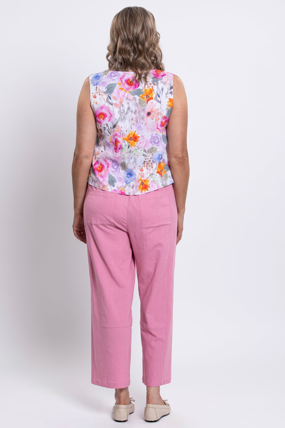 Havana Tank, Pink Bouquet, Linen Bamboo