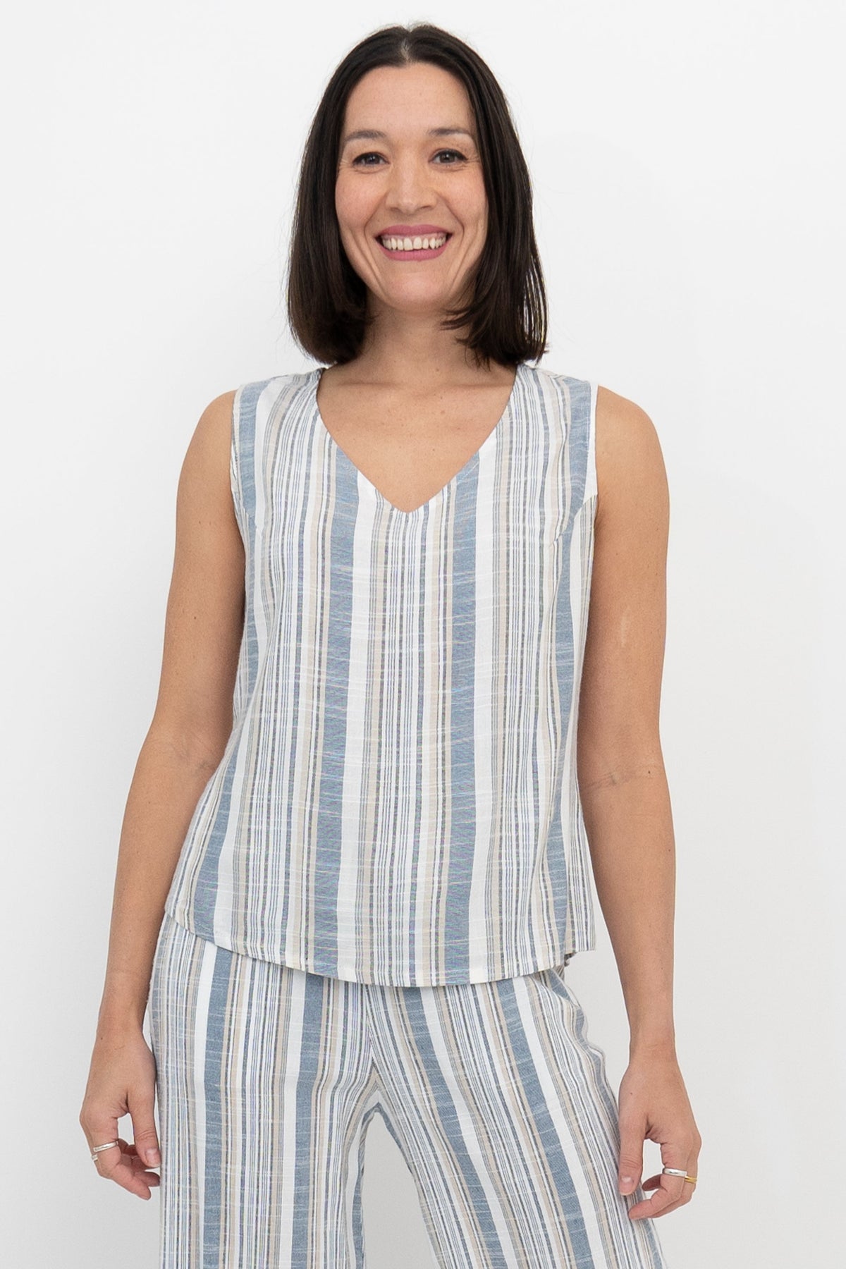 Havana Tank, Sand Stripe, Linen Bamboo