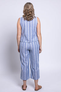 Landon Capri, Denim Stripe, Linen Viscose