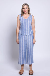 Landon Capri, Denim Stripe, Linen Viscose
