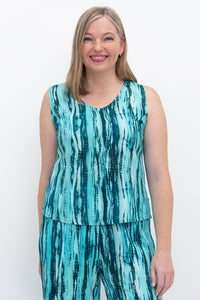 Havana Tank, Teal Tie Dye, Linen Bamboo
