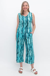 Landon Capri, Teal Tie Dye, Linen Bamboo