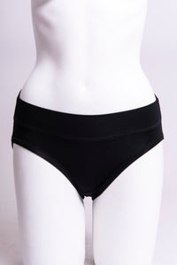 Women's cute and comfy black hipster underwear made with natural fibers.