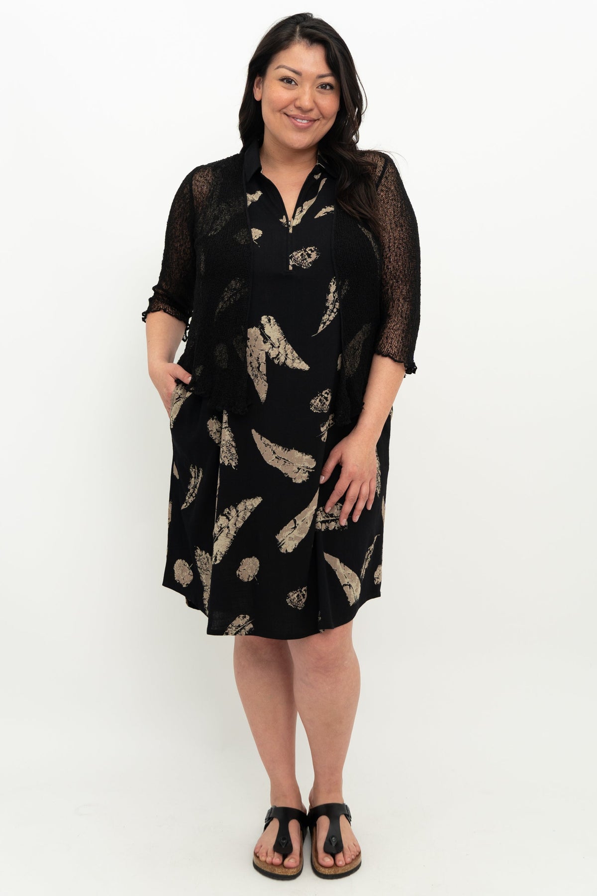 Hula Dress, Shadow Leaf, Linen Bamboo