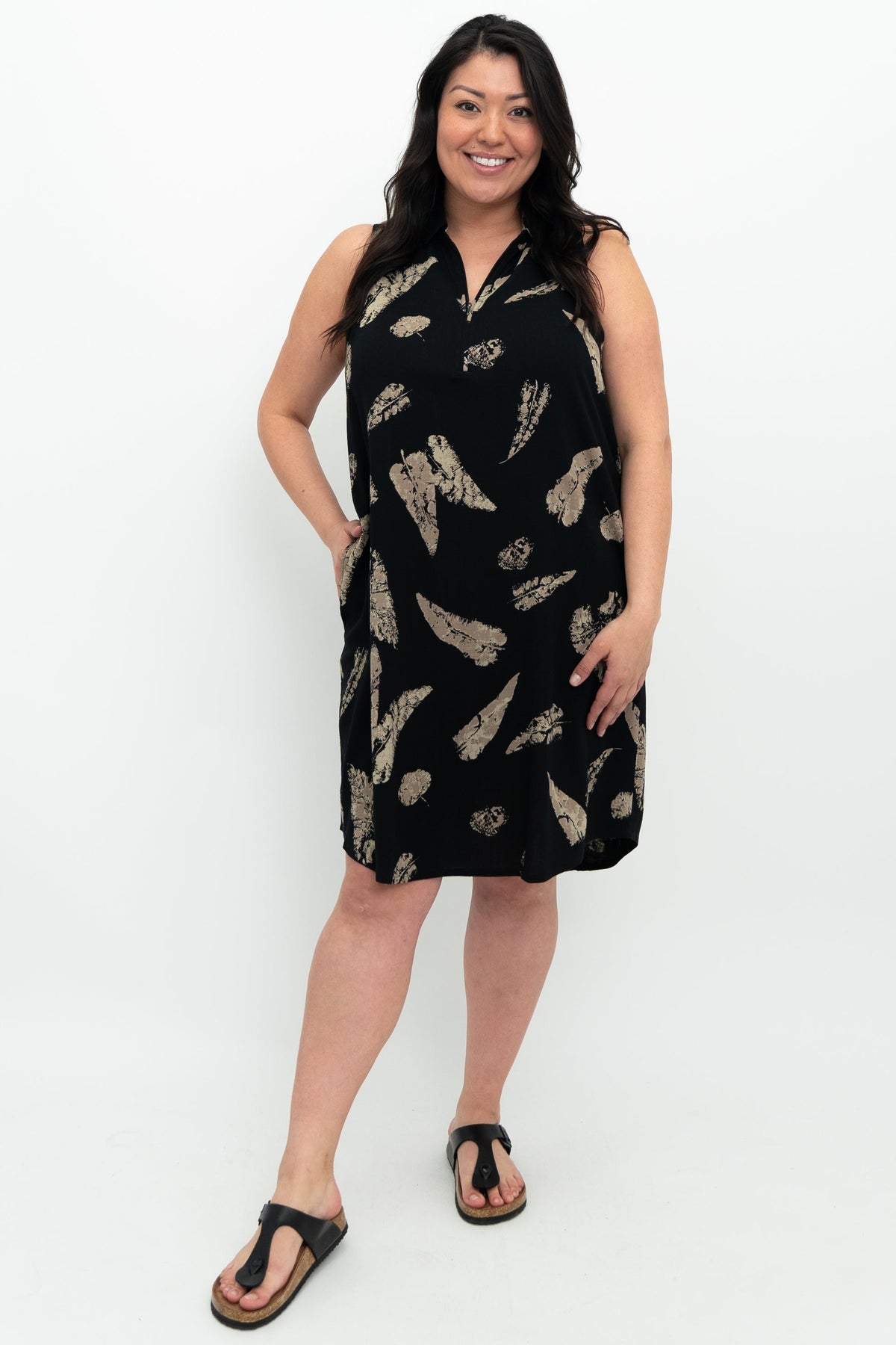 Hula Dress, Shadow Leaf, Linen Bamboo