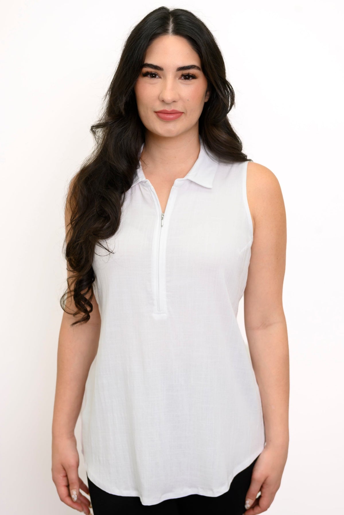 Hula Tank, White, Linen Bamboo