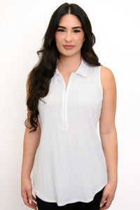 Hula Tank, White, Linen Bamboo