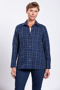 Iris Jacket, Indigo Plaid, Cotton