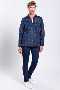 Iris Jacket, Indigo Plaid, Cotton