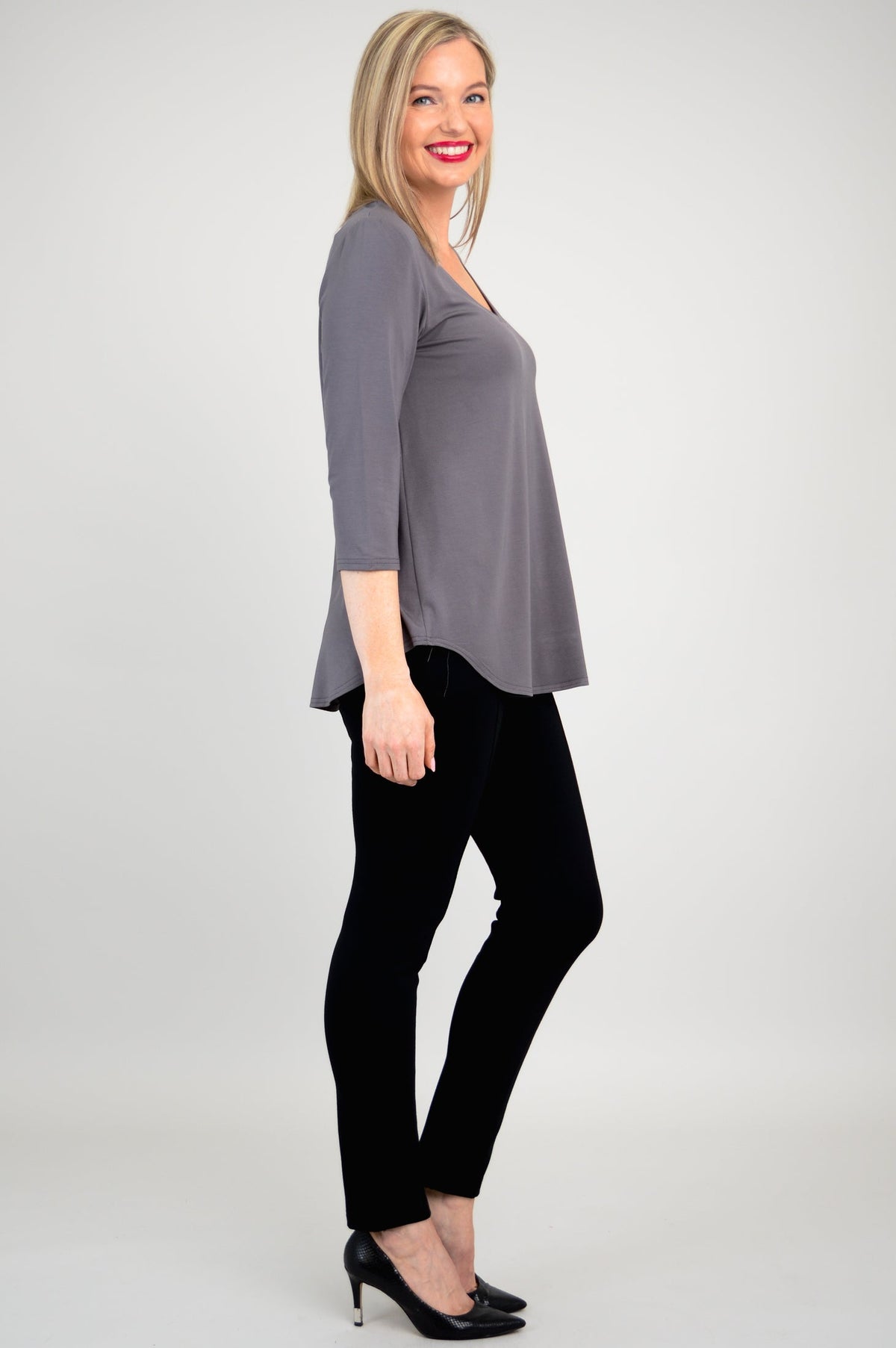 Jackie 3/4 Sleeve, Charcoal, Bamboo - Final Sale