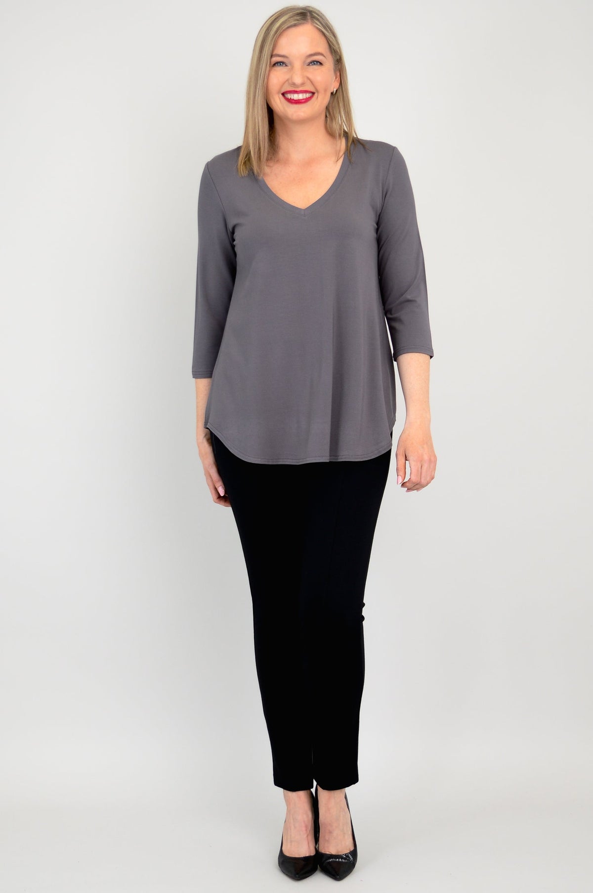 Jackie 3/4 Sleeve, Charcoal, Bamboo - Final Sale