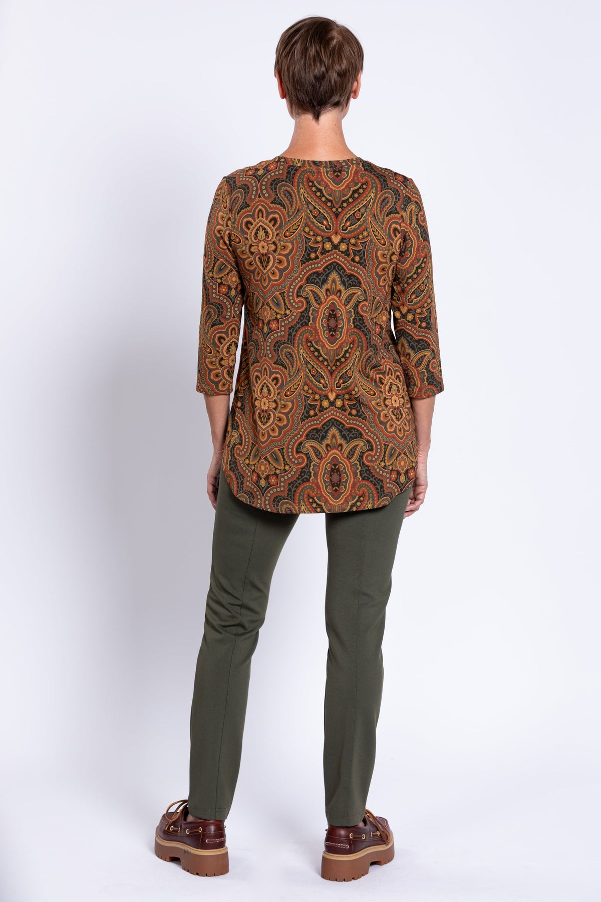 Jackie 3/4 Top, Copper Paisley, Bamboo