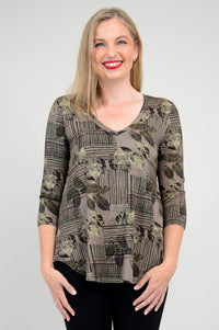 Jackie 3/4 Sleeve, Fall Sketch, Bamboo - Final Sale