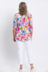 Jackie 3/4 Top, Pink Bouquet, Bamboo