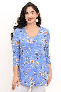 Jackie 3/4 Top, Peri Daisy, Bamboo