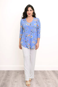 Jackie 3/4 Top, Peri Daisy, Bamboo