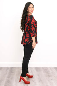Jackie 3/4 Top, Red Rose, Bamboo