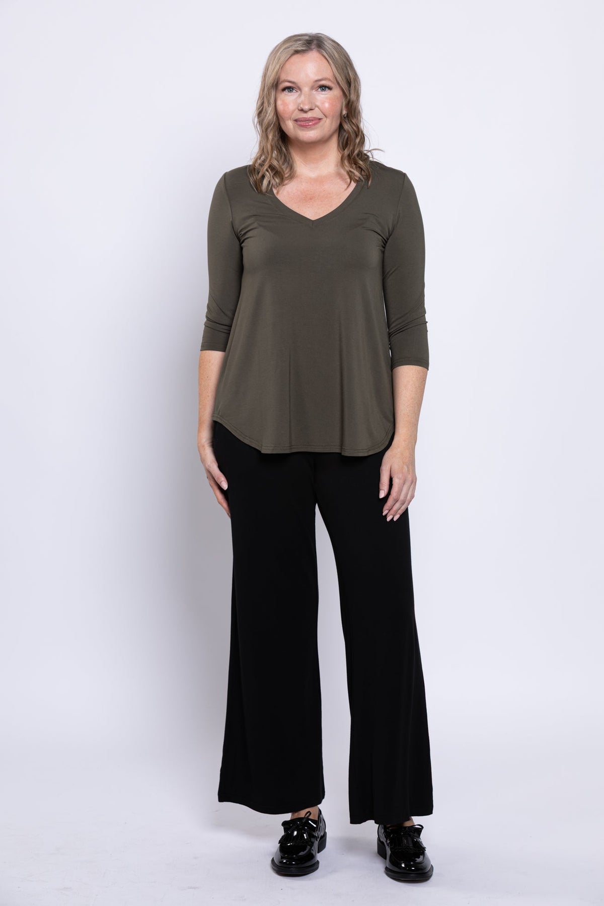 Jackie 3/4 Top, Khaki, Bamboo
