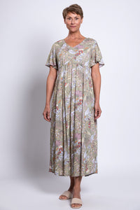 Jane Dress, Khaki Primavera, Linen Bamboo