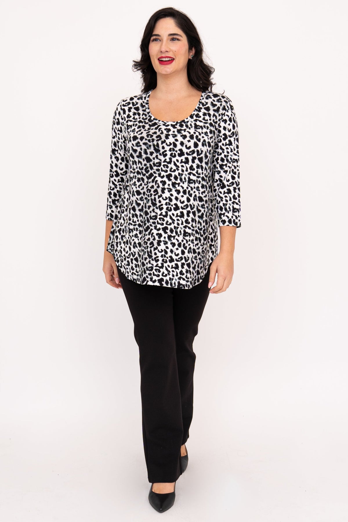 Jazz 3/4 Top, BW Leopard, Bamboo