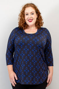 Jazz 3/4 Top, Blue French, Bamboo - Final Sale