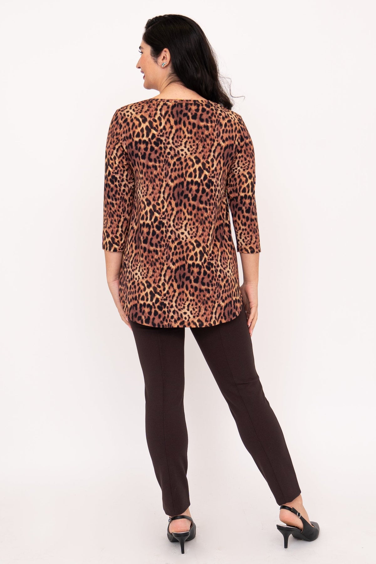 Jazz 3/4 Top, Chocolate Leopard, Bamboo